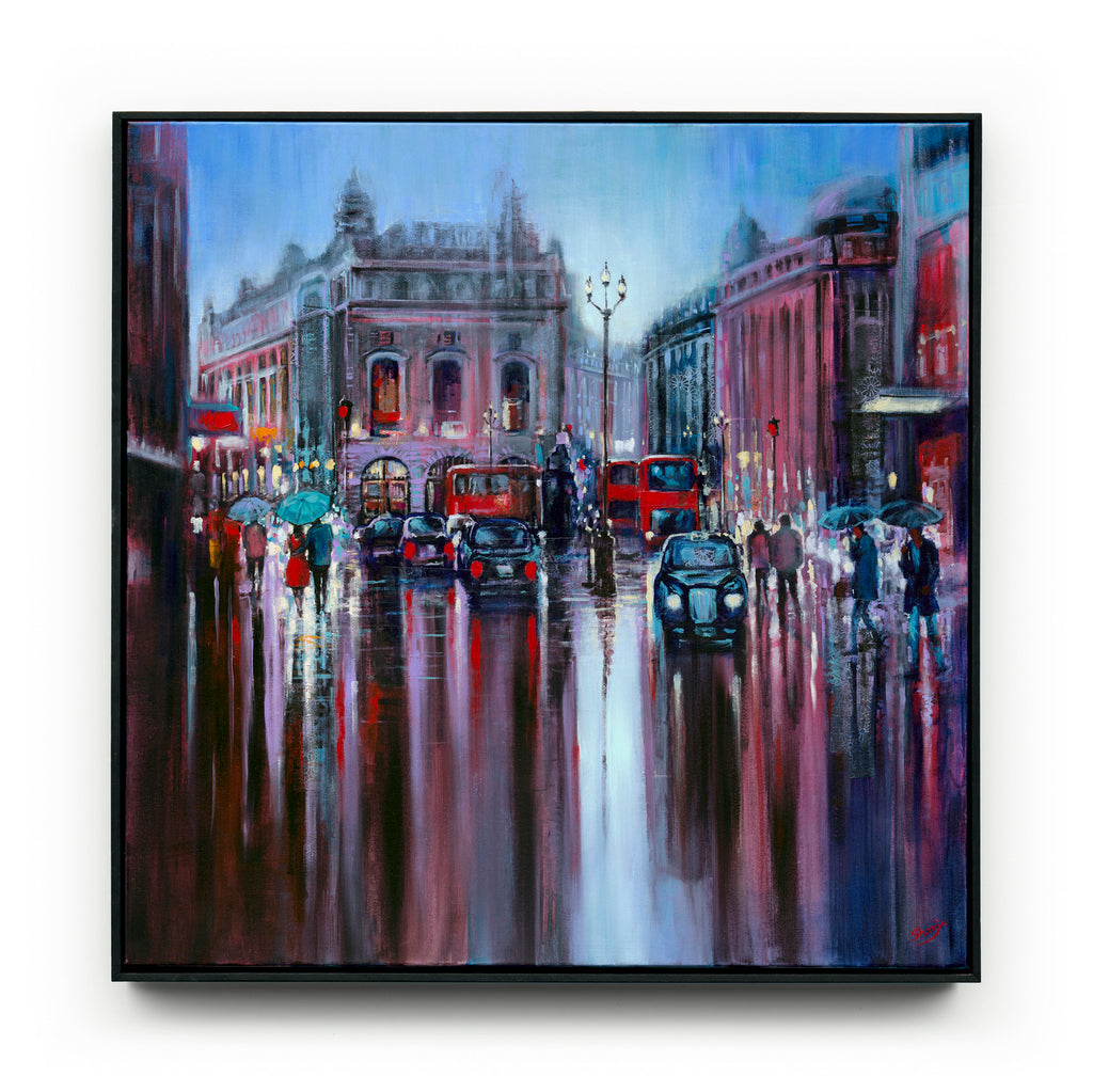 London Shaftesbury Avenue rainy painting