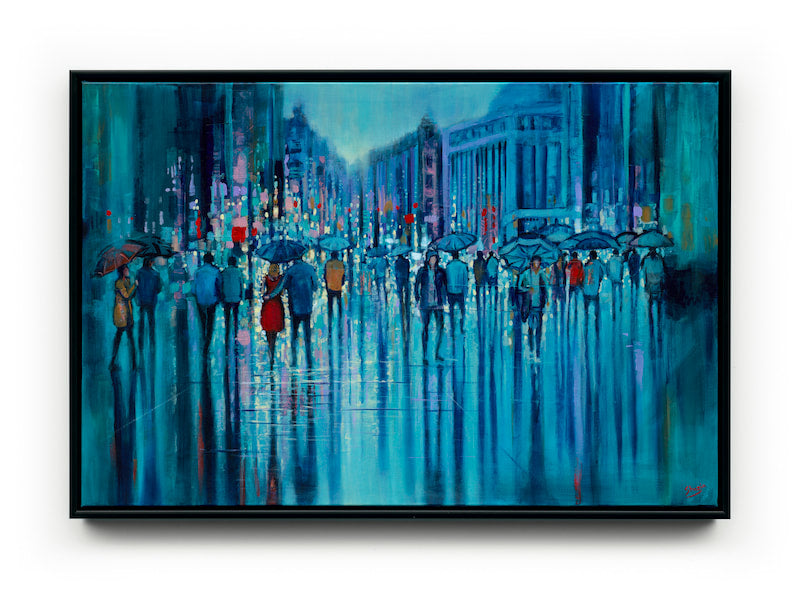 Rainy cityscape painting