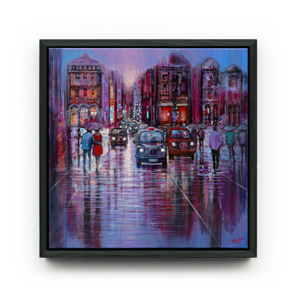 Rainy cityscape painting