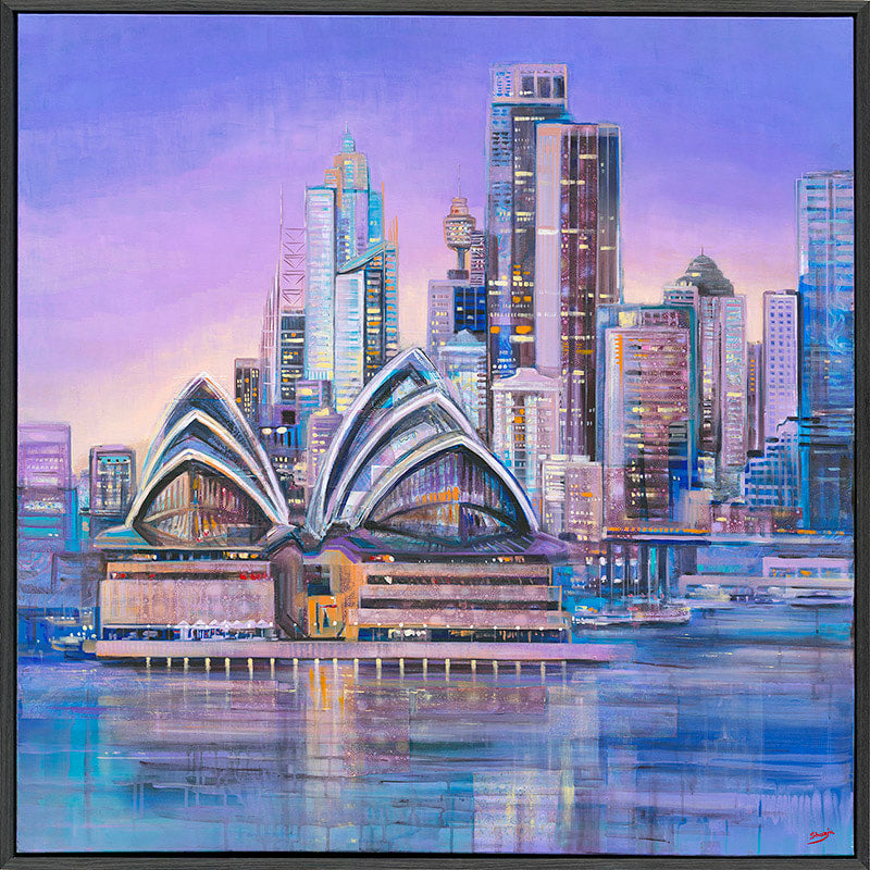 Dusk in Sydney cityscape painting